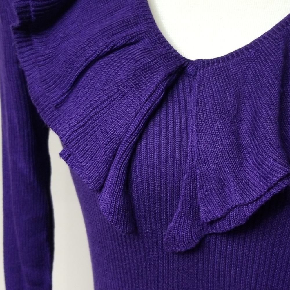 LRL Asymmetrical Ruffle Neck Sweater - Picture 2 of 5